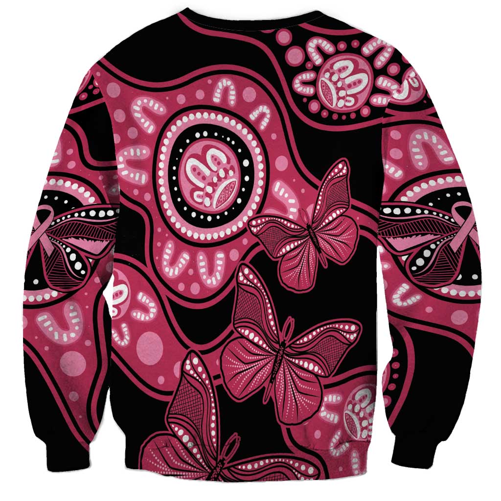 Australia Indigenous Sweatshirt Breast Cancer Black Aboriginal Butterfly