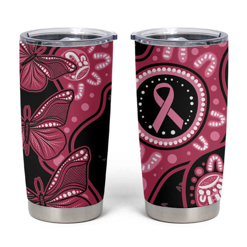 Australia Indigenous Tumbler Cup Breast Cancer Black Aboriginal Butterfly