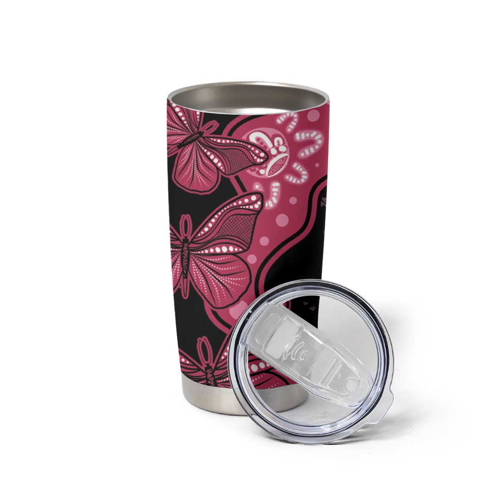 Australia Indigenous Tumbler Cup Breast Cancer Black Aboriginal Butterfly