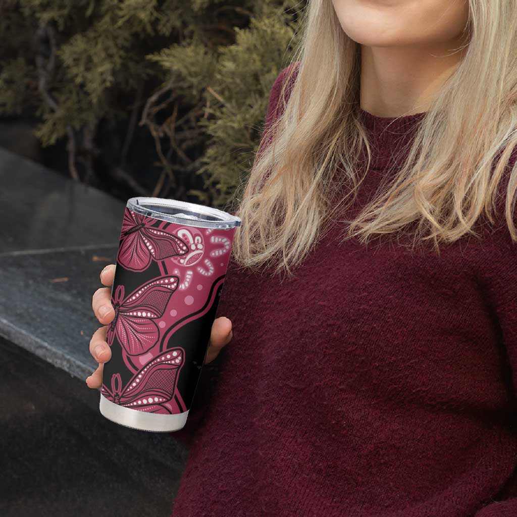 Australia Indigenous Tumbler Cup Breast Cancer Black Aboriginal Butterfly