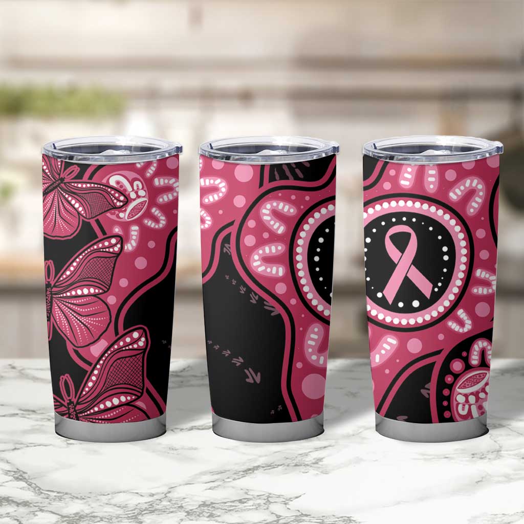 Australia Indigenous Tumbler Cup Breast Cancer Black Aboriginal Butterfly