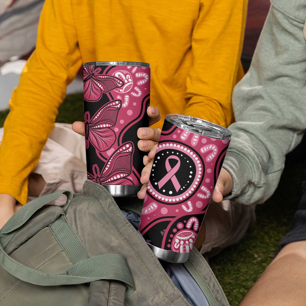 Australia Indigenous Tumbler Cup Breast Cancer Black Aboriginal Butterfly