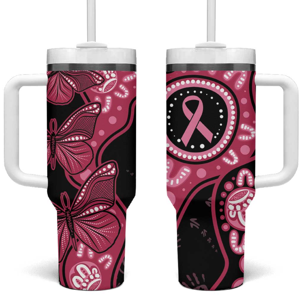 Australia Indigenous Tumbler With Handle Breast Cancer Black Aboriginal Butterfly