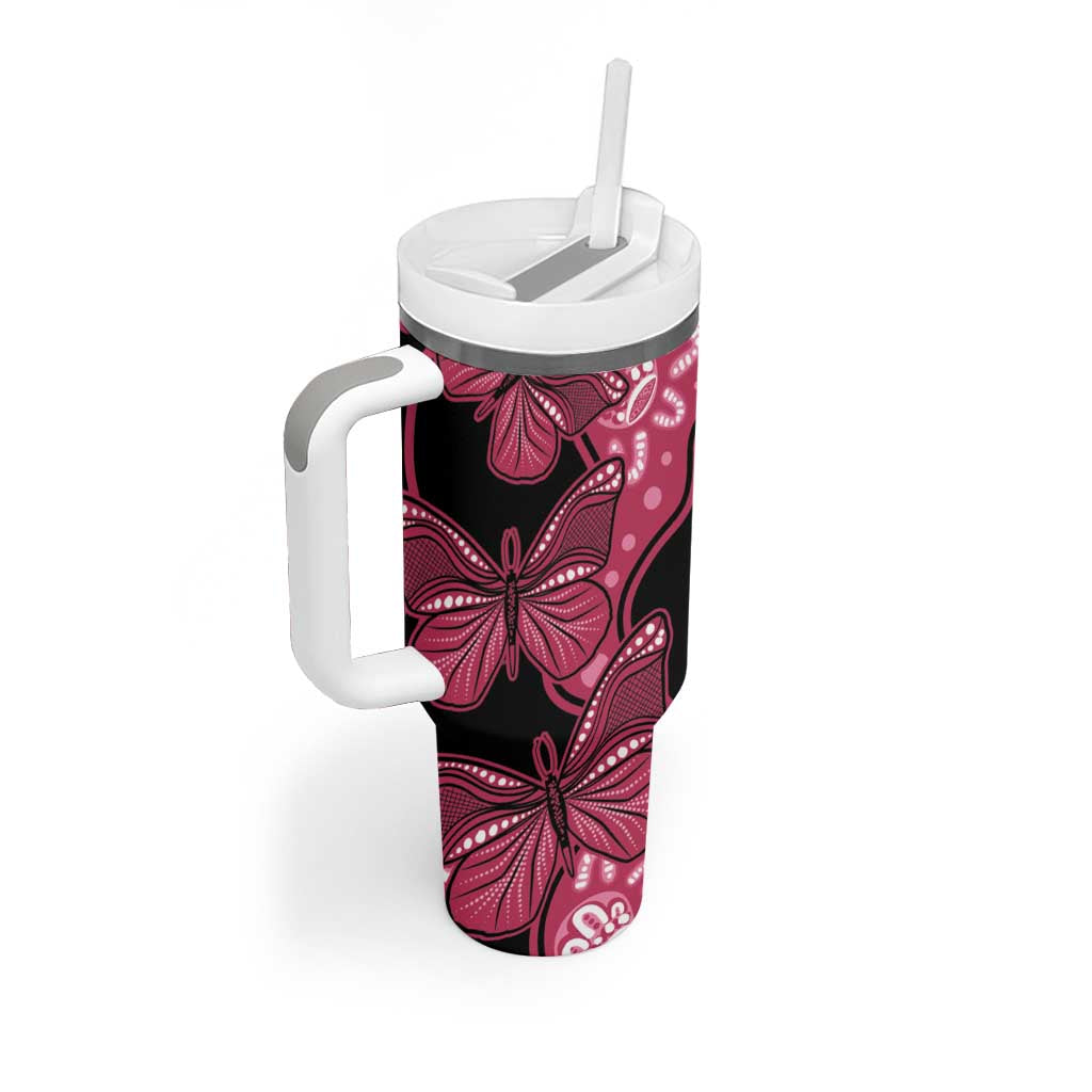 Australia Indigenous Tumbler With Handle Breast Cancer Black Aboriginal Butterfly