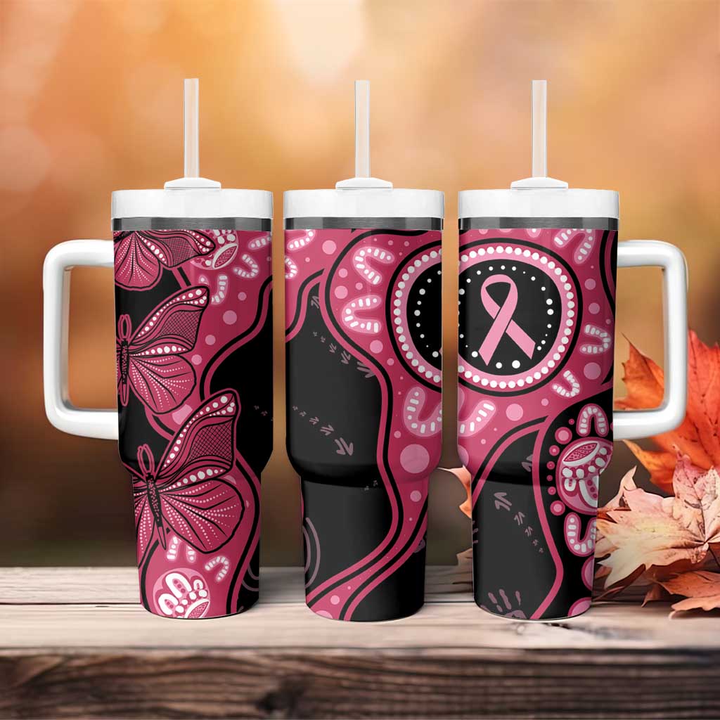 Australia Indigenous Tumbler With Handle Breast Cancer Black Aboriginal Butterfly