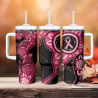 Australia Indigenous Tumbler With Handle Breast Cancer Black Aboriginal Butterfly