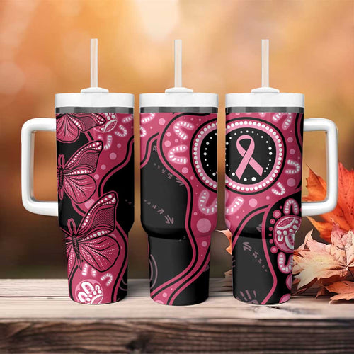 Australia Indigenous Tumbler With Handle Breast Cancer Black Aboriginal Butterfly