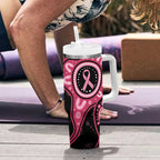 Australia Indigenous Tumbler With Handle Breast Cancer Black Aboriginal Butterfly