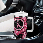 Australia Indigenous Tumbler With Handle Breast Cancer Black Aboriginal Butterfly