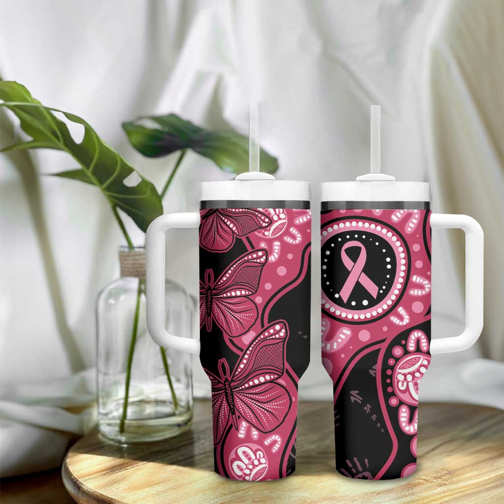 Australia Indigenous Tumbler With Handle Breast Cancer Black Aboriginal Butterfly