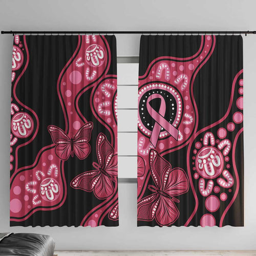 Australia Indigenous Window Curtain Breast Cancer Black Aboriginal Butterfly