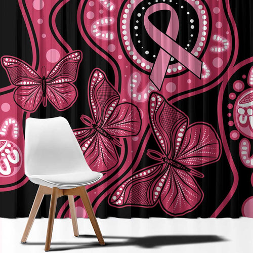 Australia Indigenous Window Curtain Breast Cancer Black Aboriginal Butterfly