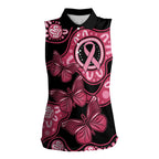 Australia Indigenous Women Sleeveless Polo Shirt Breast Cancer Black Aboriginal Butterfly