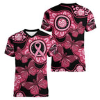 Australia Indigenous Women V-Neck T-Shirt Breast Cancer Black Aboriginal Butterfly