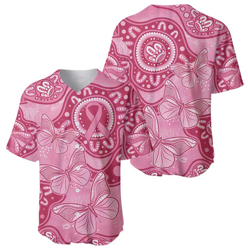 Australia Indigenous Baseball Jersey Breast Cancer Pink Aboriginal Butterfly