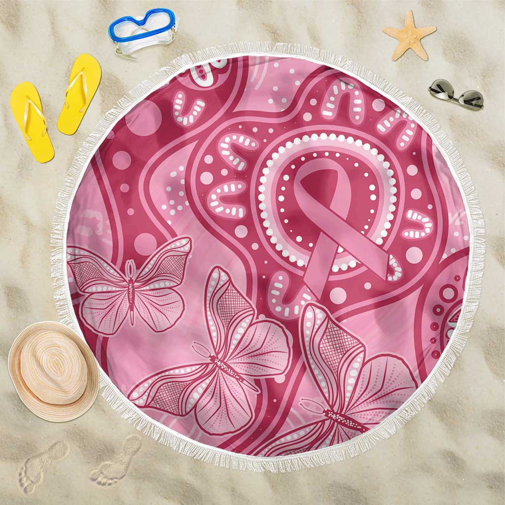Australia Indigenous Beach Blanket Breast Cancer Pink Aboriginal Butterfly