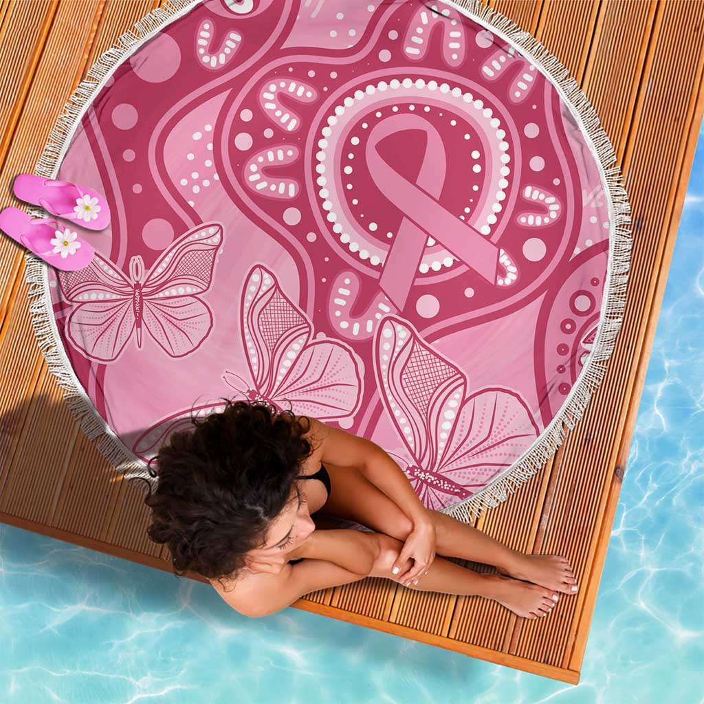 Australia Indigenous Beach Blanket Breast Cancer Pink Aboriginal Butterfly