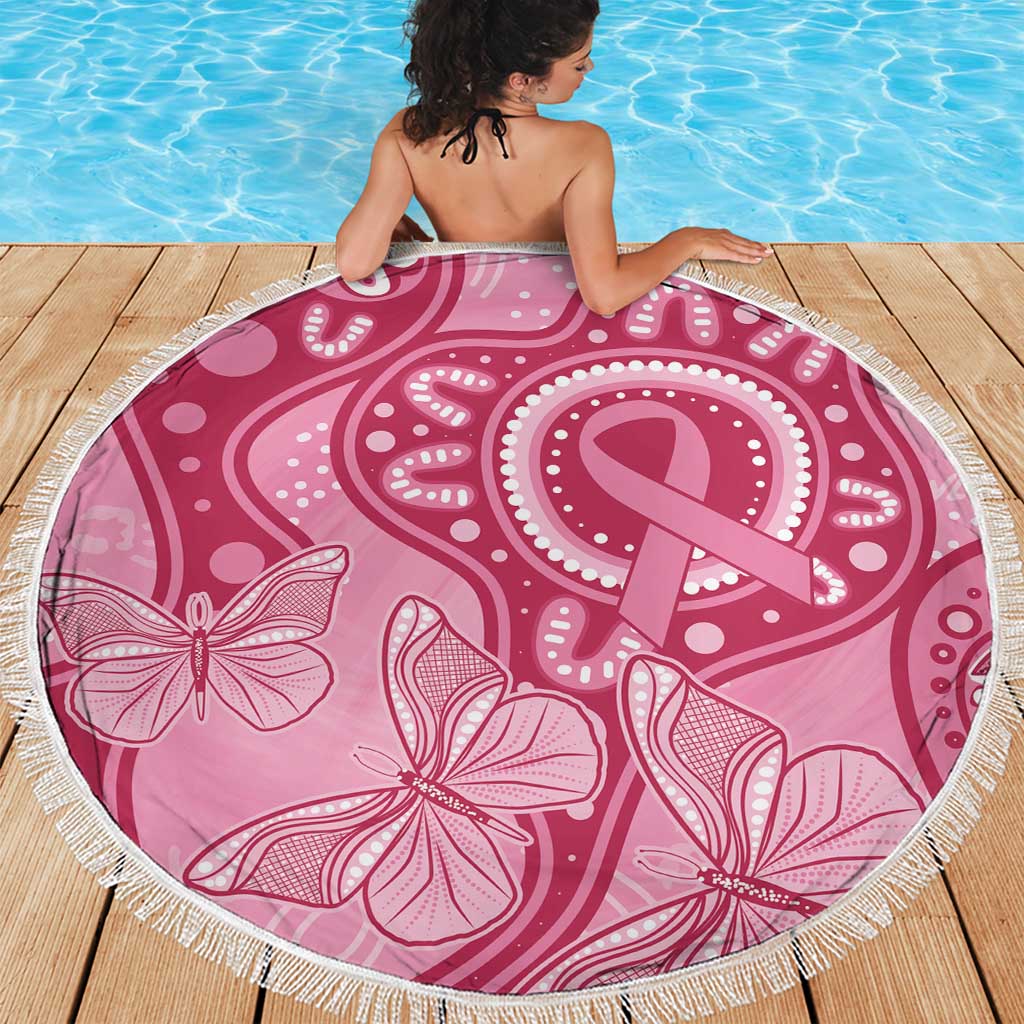 Australia Indigenous Beach Blanket Breast Cancer Pink Aboriginal Butterfly