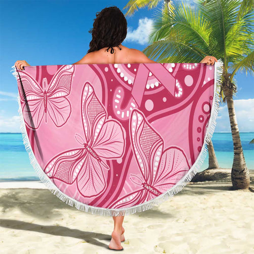 Australia Indigenous Beach Blanket Breast Cancer Pink Aboriginal Butterfly