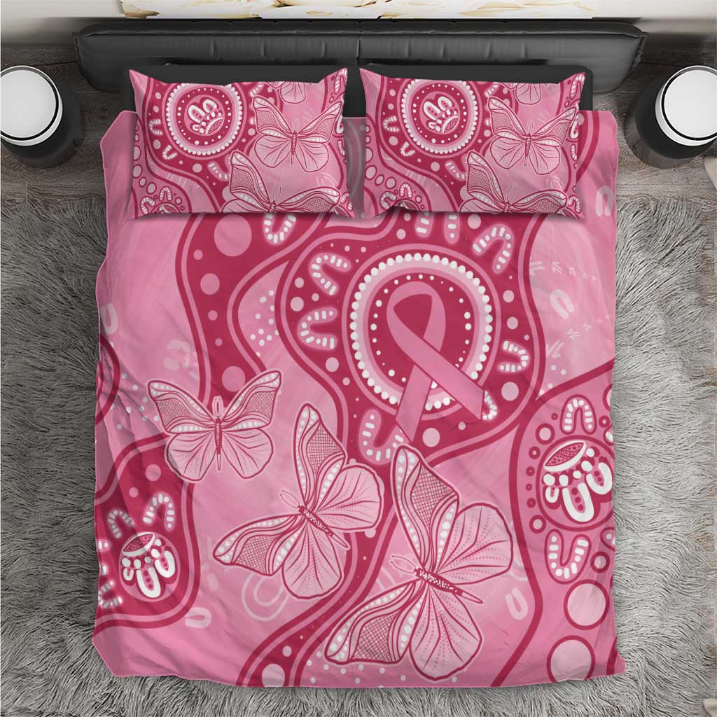 Australia Indigenous Bedding Set Breast Cancer Pink Aboriginal Butterfly
