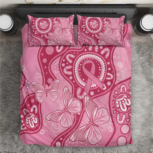 Australia Indigenous Bedding Set Breast Cancer Pink Aboriginal Butterfly