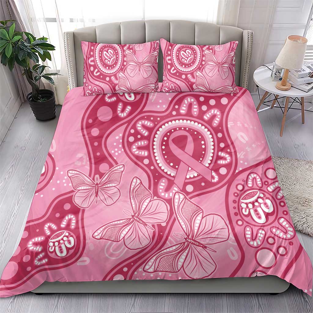 Australia Indigenous Bedding Set Breast Cancer Pink Aboriginal Butterfly