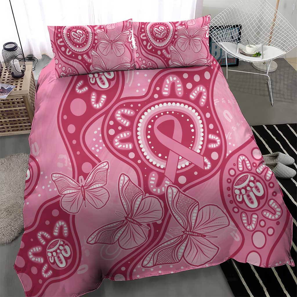 Australia Indigenous Bedding Set Breast Cancer Pink Aboriginal Butterfly