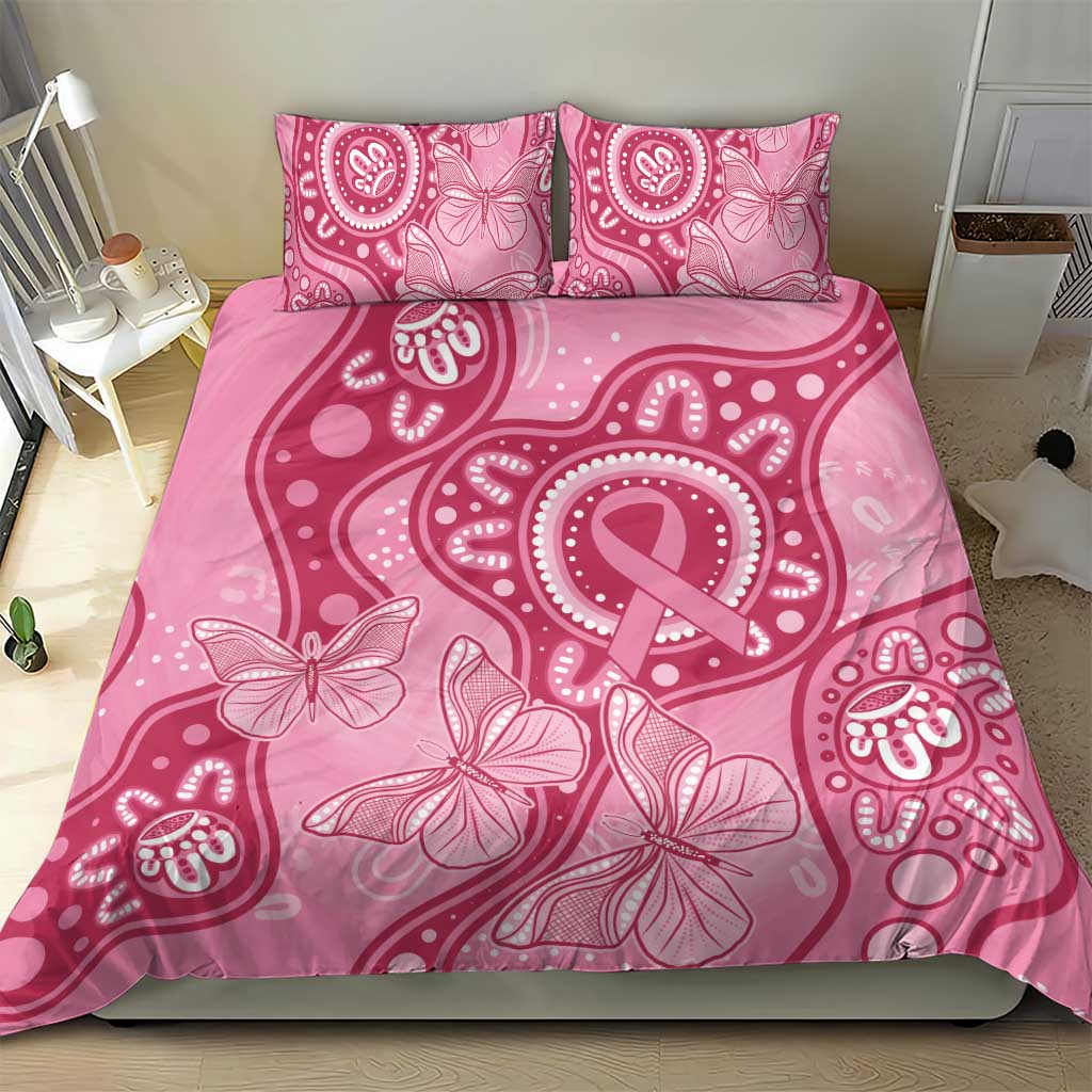 Australia Indigenous Bedding Set Breast Cancer Pink Aboriginal Butterfly