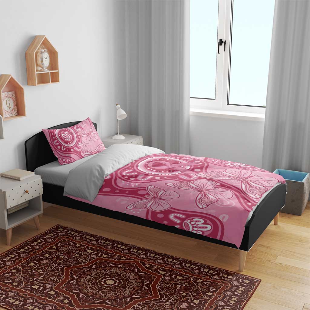 Australia Indigenous Bedding Set Breast Cancer Pink Aboriginal Butterfly