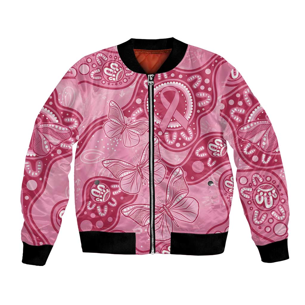 Australia Indigenous Bomber Jacket Breast Cancer Pink Aboriginal Butterfly