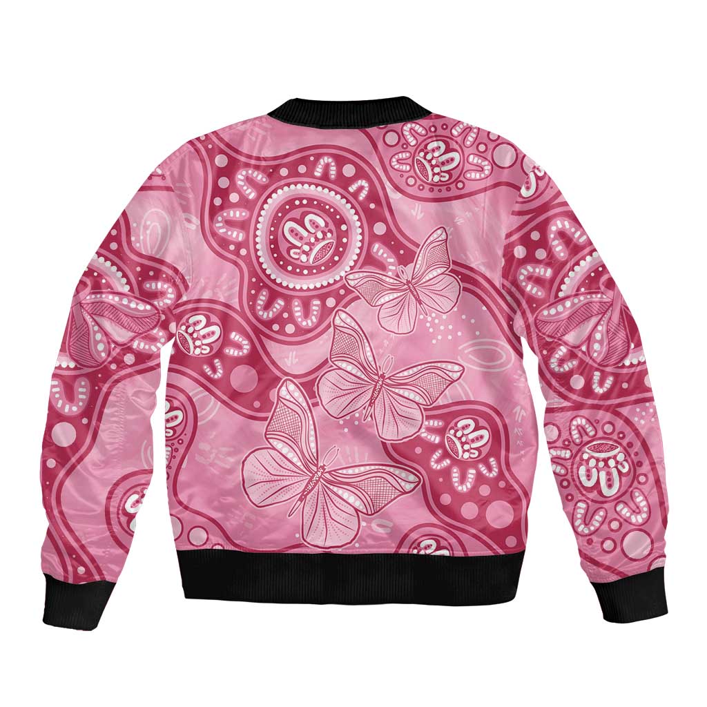 Australia Indigenous Bomber Jacket Breast Cancer Pink Aboriginal Butterfly