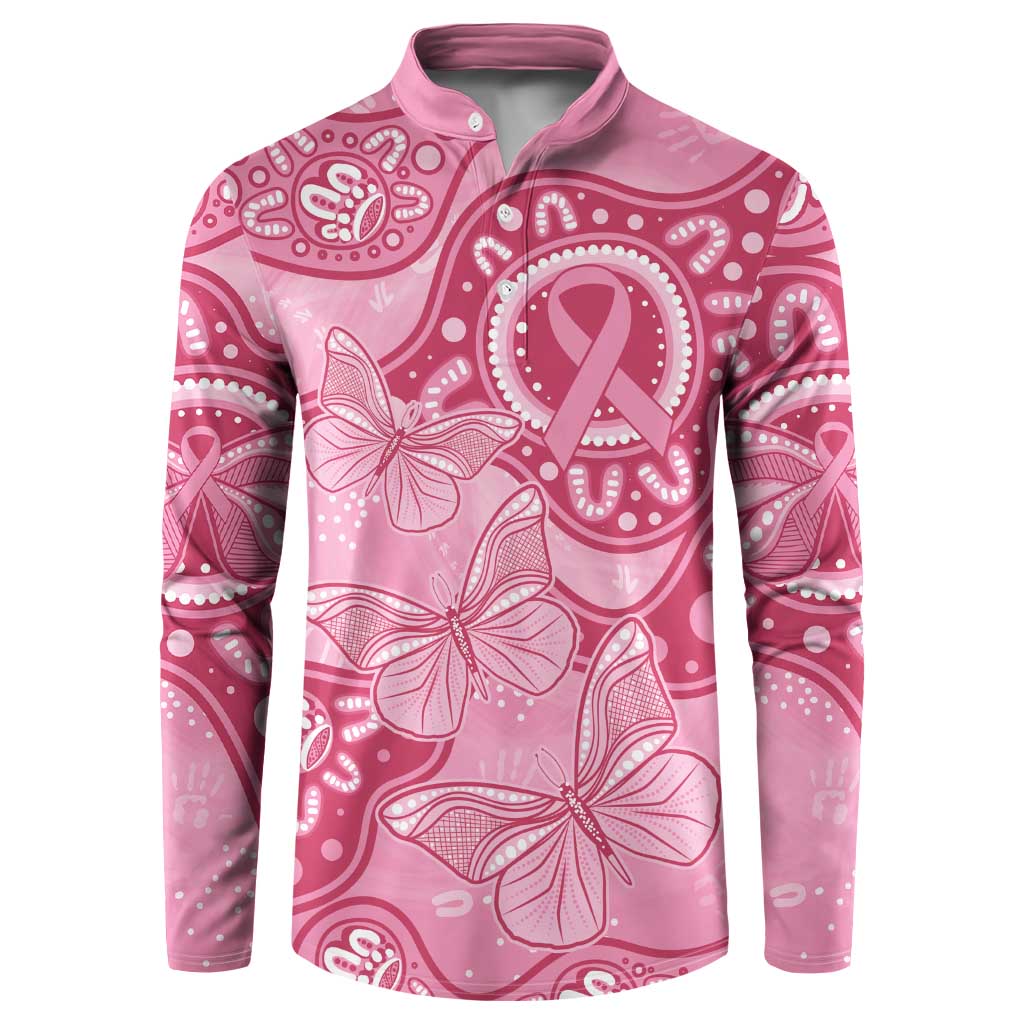 Australia Indigenous Button Sweatshirt Breast Cancer Pink Aboriginal Butterfly