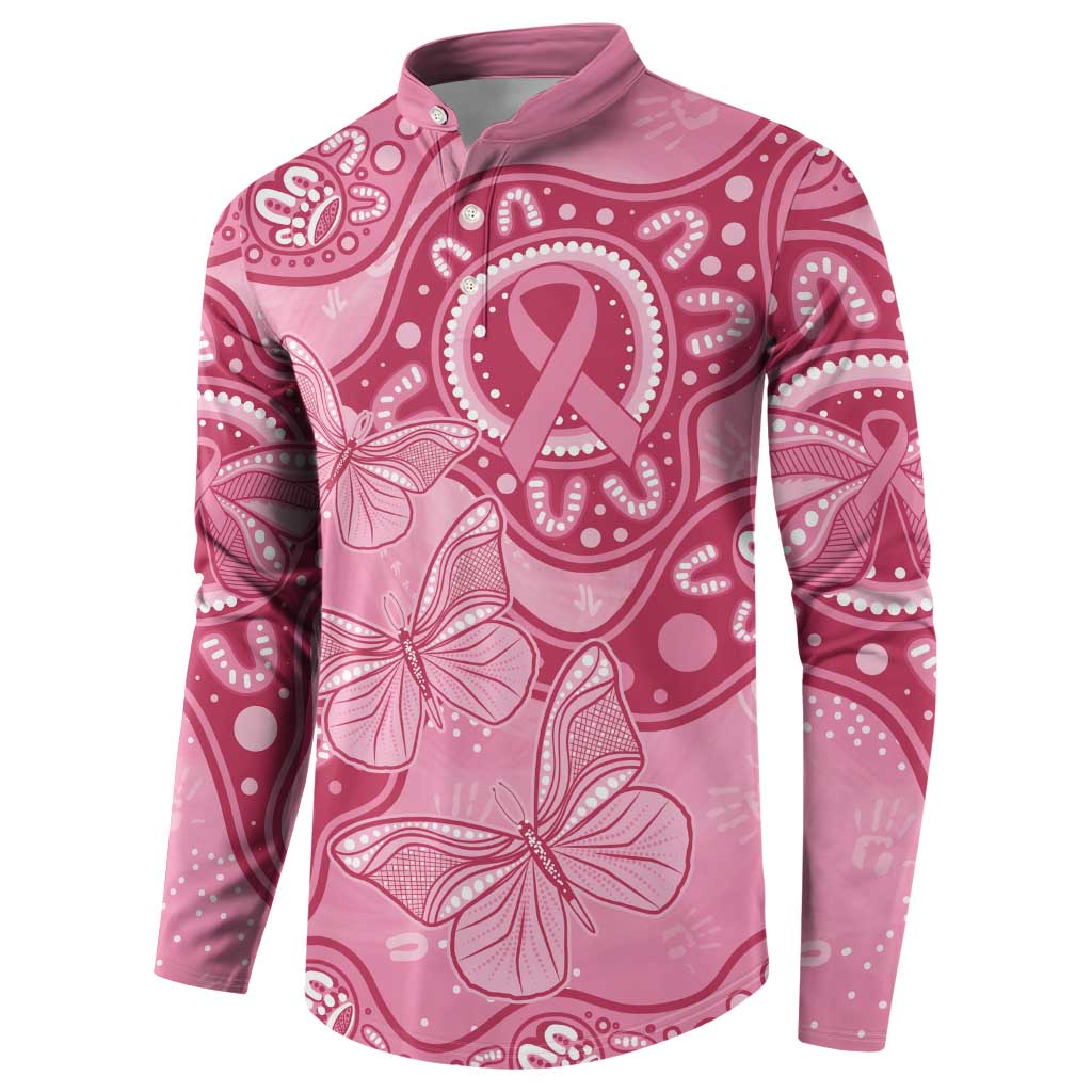 Australia Indigenous Button Sweatshirt Breast Cancer Pink Aboriginal Butterfly