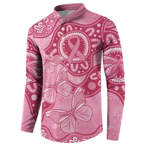 Australia Indigenous Button Sweatshirt Breast Cancer Pink Aboriginal Butterfly
