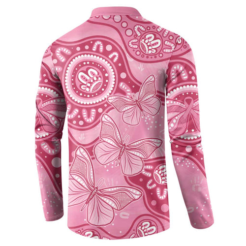 Australia Indigenous Button Sweatshirt Breast Cancer Pink Aboriginal Butterfly