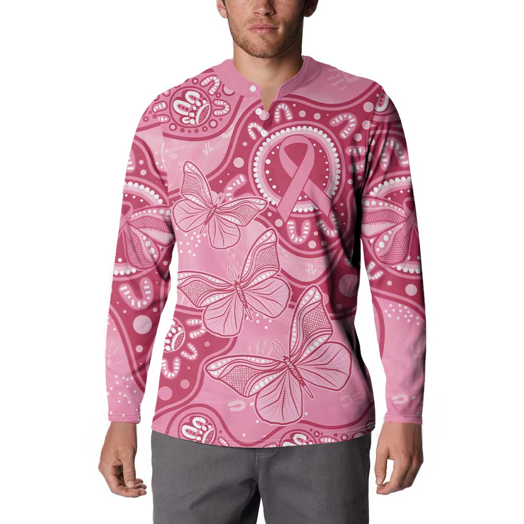 Australia Indigenous Button Sweatshirt Breast Cancer Pink Aboriginal Butterfly