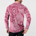 Australia Indigenous Button Sweatshirt Breast Cancer Pink Aboriginal Butterfly