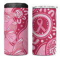 Australia Indigenous 4 in 1 Can Cooler Tumbler Breast Cancer Pink Aboriginal Butterfly