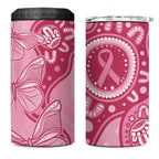 Australia Indigenous 4 in 1 Can Cooler Tumbler Breast Cancer Pink Aboriginal Butterfly