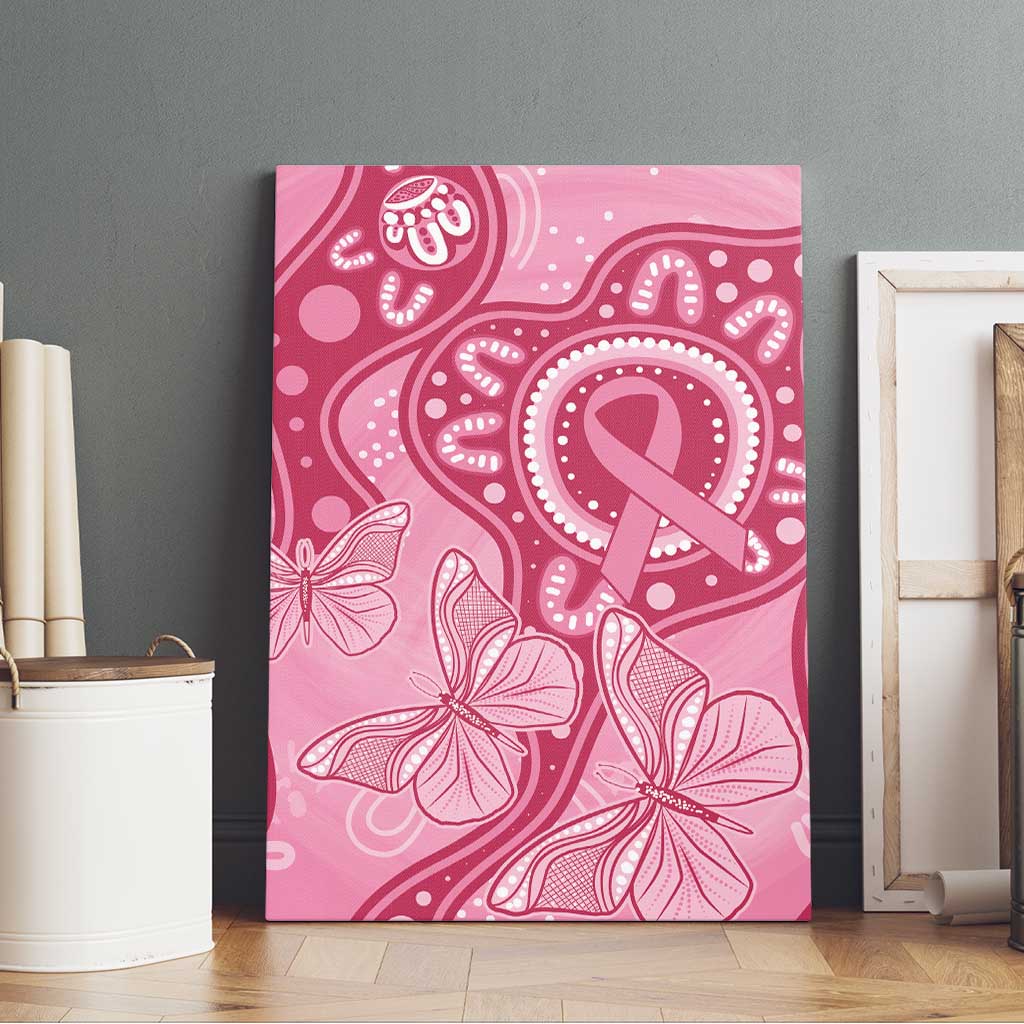 Australia Indigenous Canvas Wall Art Breast Cancer Pink Aboriginal Butterfly