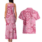 Australia Indigenous Couples Matching Tank Maxi Dress and Hawaiian Shirt Breast Cancer Pink Aboriginal Butterfly