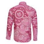 Australia Indigenous Family Matching Long Sleeve Bodycon Dress and Hawaiian Shirt Breast Cancer Pink Aboriginal Butterfly