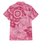 Australia Indigenous Family Matching Off The Shoulder Long Sleeve Dress and Hawaiian Shirt Breast Cancer Pink Aboriginal Butterfly
