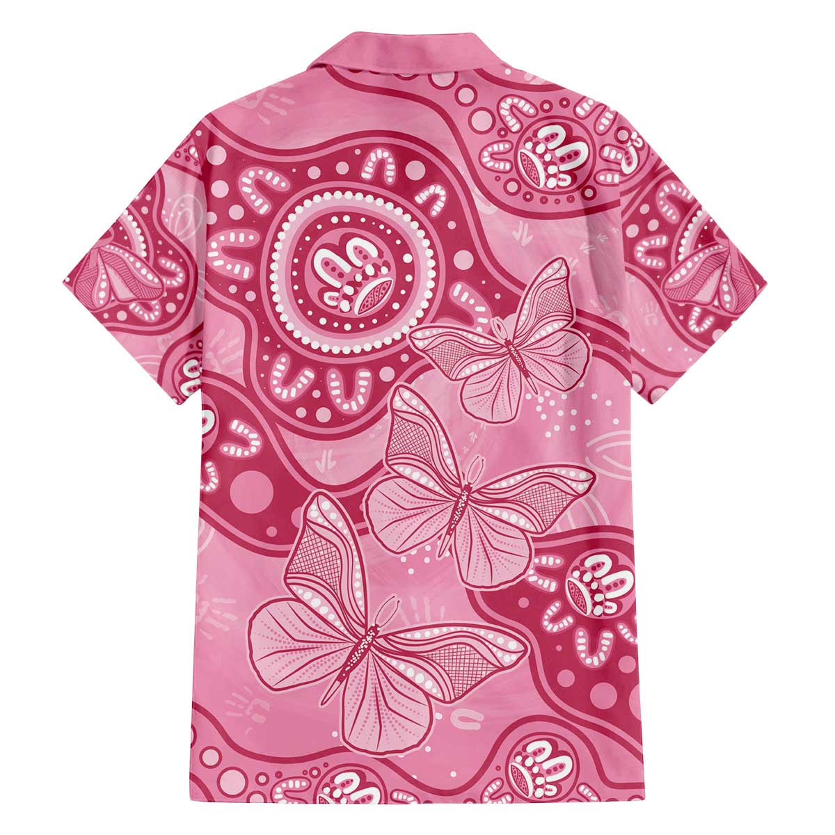 Australia Indigenous Family Matching Off The Shoulder Long Sleeve Dress and Hawaiian Shirt Breast Cancer Pink Aboriginal Butterfly