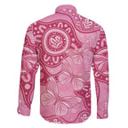 Australia Indigenous Family Matching Off The Shoulder Long Sleeve Dress and Hawaiian Shirt Breast Cancer Pink Aboriginal Butterfly