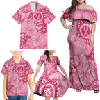 Australia Indigenous Family Matching Off Shoulder Maxi Dress and Hawaiian Shirt Breast Cancer Pink Aboriginal Butterfly