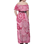 Australia Indigenous Family Matching Off Shoulder Maxi Dress and Hawaiian Shirt Breast Cancer Pink Aboriginal Butterfly