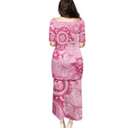 Australia Indigenous Family Matching Puletasi and Hawaiian Shirt Breast Cancer Pink Aboriginal Butterfly