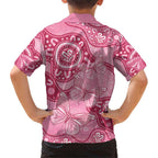 Australia Indigenous Family Matching Short Sleeve Bodycon Dress and Hawaiian Shirt Breast Cancer Pink Aboriginal Butterfly