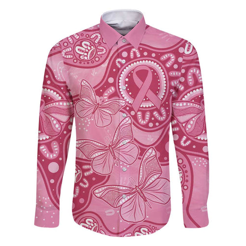 Australia Indigenous Family Matching Short Sleeve Bodycon Dress and Hawaiian Shirt Breast Cancer Pink Aboriginal Butterfly